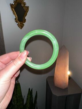 Green Stone Bangle Bracelet maybe jade